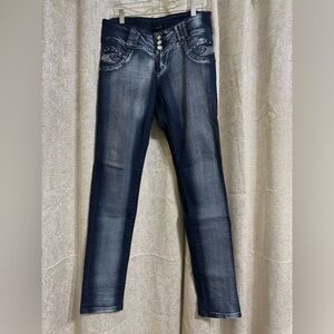 GOGO Women's Straight Leg Jeans - Dark Blue